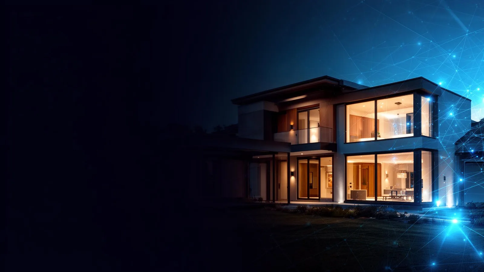 Modern home illuminated at dusk — Next Tier Agent